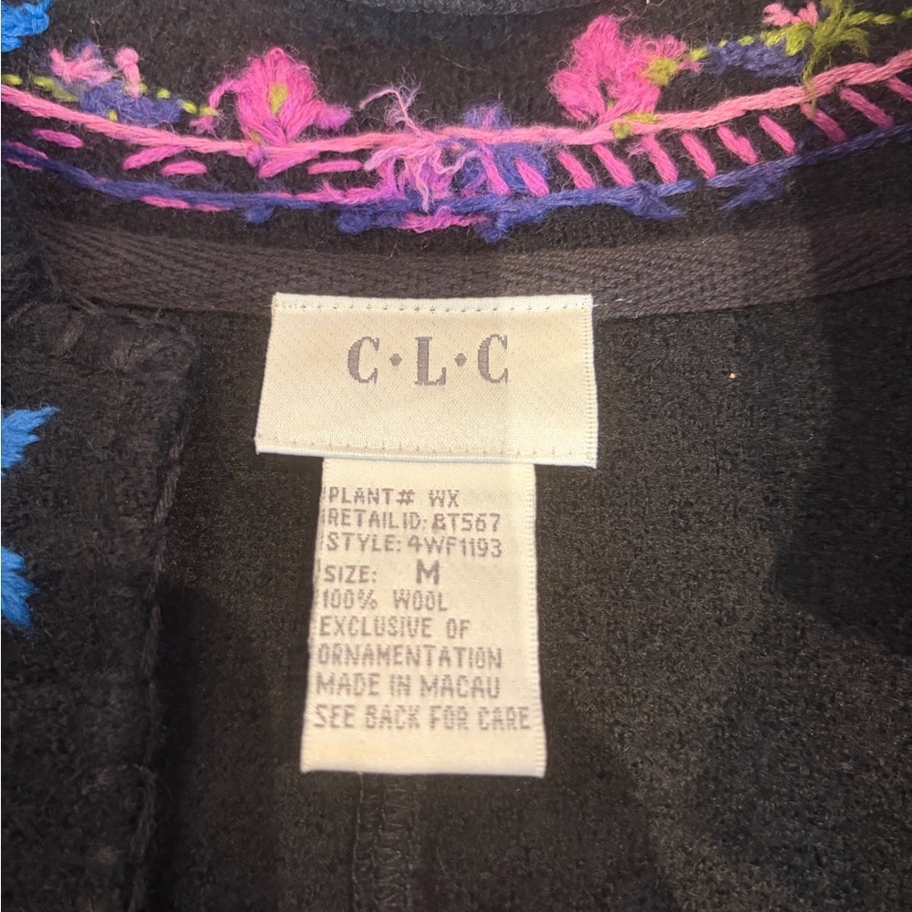 Vintage C·L·C Embroidered Wool Boho Jacket | Size M - Picture 3 of 4